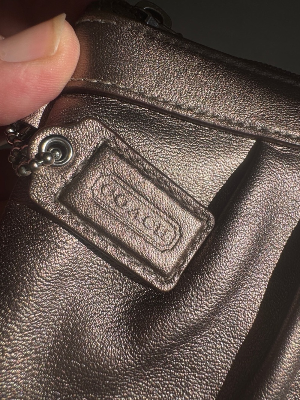 Coach Metallic Bronze Leather Wristlet Clutch - Picture 4 of 11